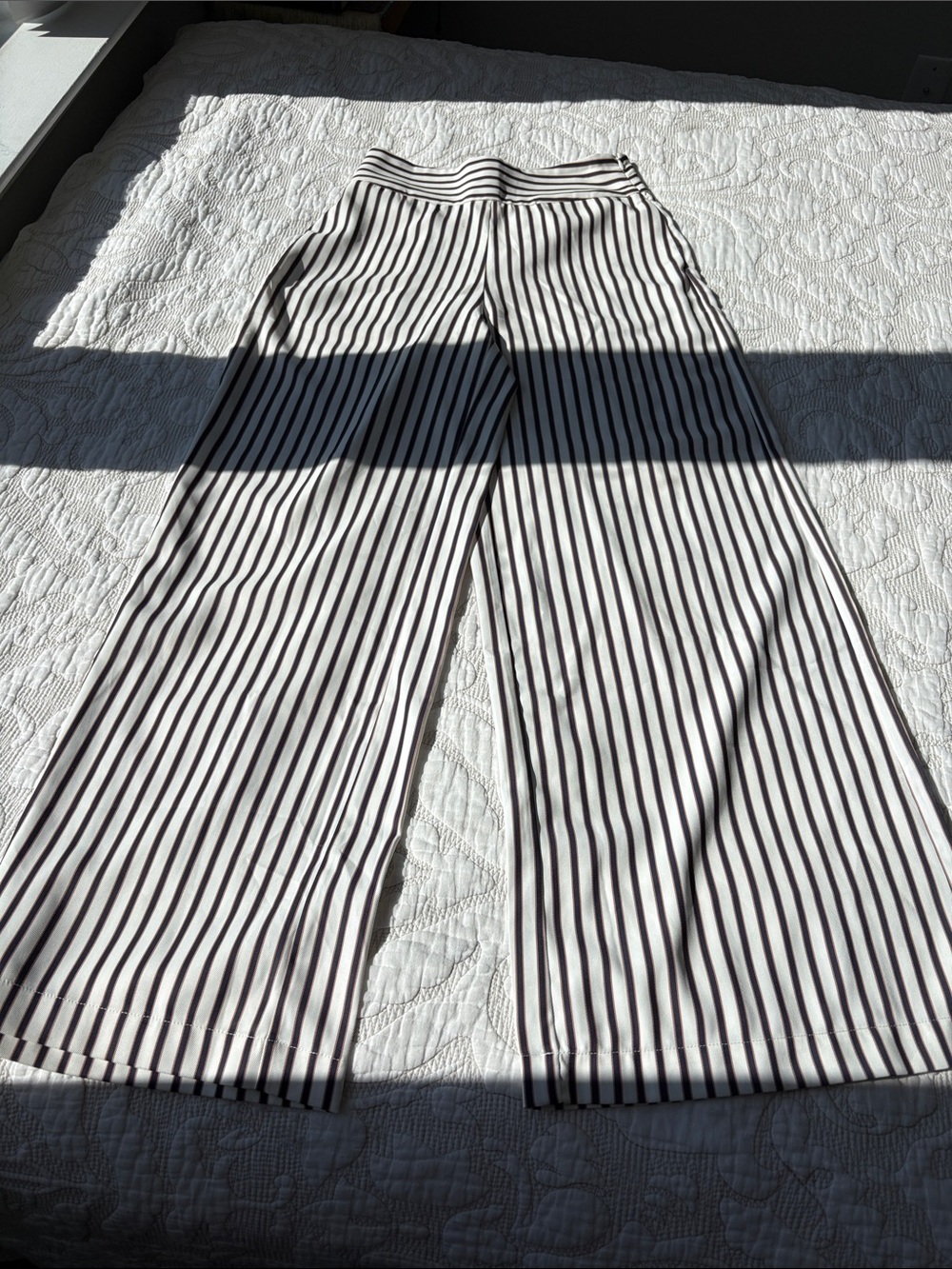 Commense White & Black Striped Pants